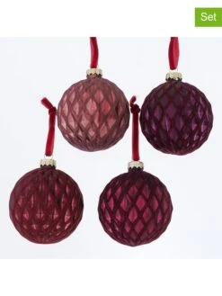12-delige Set: Kerstballen "Kyla" Paars/lichtroze - Ø 8 Cm