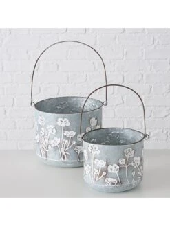 2-delige Set: Bloempotten "Filipa" Zilverkleurig -Boltze boltze 2 delige set bloempotten filipa zilverkleurig 5