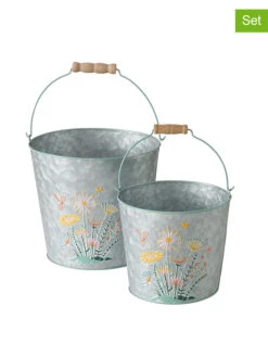 2-delige Set: Bloempotten "Floriana" Zilverkleurig