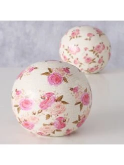 2-delige Set: Decoratieve Ballen "Roselia" Wit/roze - Ø 12 Cm -Boltze boltze 2 delige set decoratieve ballen roselia wit roze o 12 cm 3