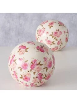 2-delige Set: Decoratieve Ballen "Roselia" Wit/roze - Ø 20 Cm -Boltze boltze 2 delige set decoratieve ballen roselia wit roze o 20 cm 3