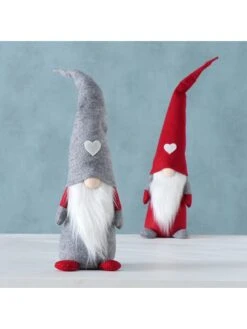 2-delige Set: Decoratieve Figuren "Bibiano" Grijs/rood - (H)50 Cm -Boltze boltze 2 delige set decoratieve figuren bibiano grijs rood h 50 cm 3