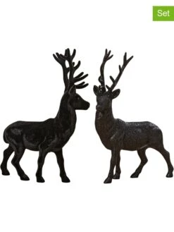 2-delige Set: Decoratieve Figuren "Josa" Zwart - (B)24 X (H)40 X (D)12 Cm