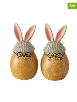 2-delige Set: Decoratieve Figuren "Milma" Lichtbruin - (H)12 X Ø 7 Cm