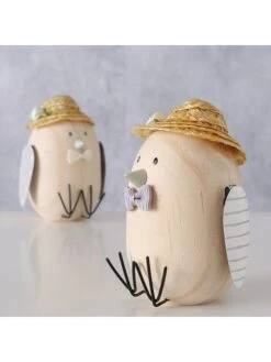 2-delige Set: Decoratieve Figuren "Vogel" Naturel - (H)11 X Ø 8 Cm -Boltze boltze 2 delige set decoratieve figuren vogel naturel h 11 x o 8 cm 6