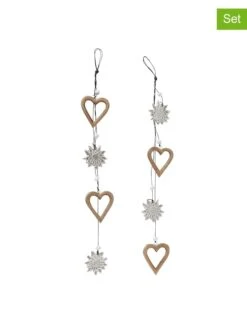 2-delige Set: Decoratieve Hangers Lichtbruin/zilverkleurig - (L)63 Cm