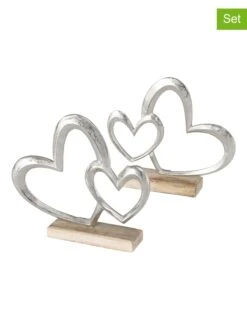 Boltze 27 2-delige Set: Decoratieve Objecten "Miora" Naturel/zilverkleurig