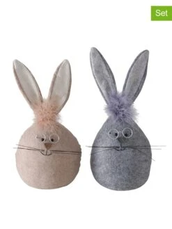 2-delige Set: Deurstoppers "Gabsy" Beige/grijs - (H)34 Cm