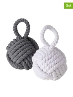 2-delige Set: Deurstoppers "Zuber" Grijs/wit - (H)23 X Ø 15 Cm