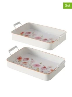 2-delige Set: Dienbladen "Babette" Wit