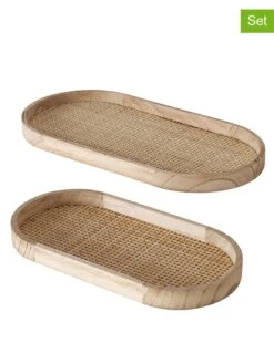 2-delige Set: Dienbladen "Ceres" Naturel