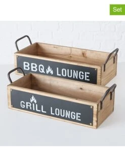 2-delige Set: Dienbladen "Conny" Naturel/zwart