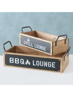 2-delige Set: Dienbladen "Conny" Naturel/zwart -Boltze boltze 2 delige set dienbladen conny naturel zwart 3