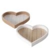 2-delige Set: Dienbladen "Hart" Wit/naturel - (B)24 Cm