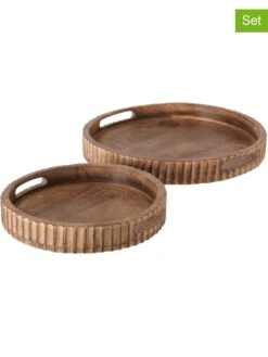 2-delige Set: Dienbladen "Joaca" Lichtbruin