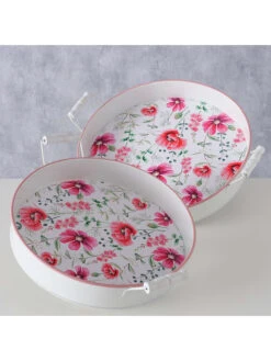 2-delige Set: Dienbladen "Melina" Wit/roze -Boltze boltze 2 delige set dienbladen melina wit roze 5