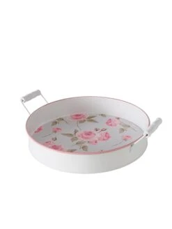 2-delige Set: Dienbladen "Roselia" Wit/roze -Boltze boltze 2 delige set dienbladen roselia wit roze 2