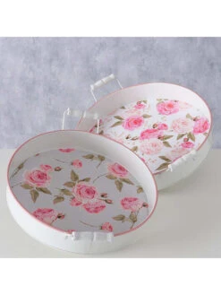 2-delige Set: Dienbladen "Roselia" Wit/roze -Boltze boltze 2 delige set dienbladen roselia wit roze 3