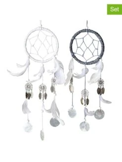 2-delige Set: Droomvangers "Dream" Wit/grijs - (B)12 X (H)43 Cm