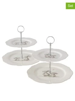 2-delige Set: Etagères "Knuffi" Wit - (H)23 X Ø 27 Cm