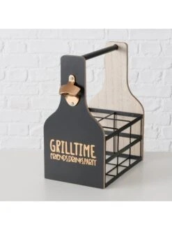 2-delige Set: Flessendragers "Grillhouse" Zwart - (B)29 X (H)33 X (D)18 Cm -Boltze boltze 2 delige set flessendragers grillhouse zwart b 29 x h 33 x d 18 cm 2