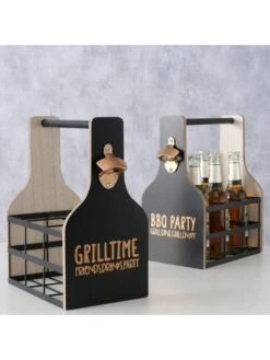 2-delige Set: Flessendragers "Grillhouse" Zwart - (B)29 X (H)33 X (D)18 Cm -Boltze boltze 2 delige set flessendragers grillhouse zwart b 29 x h 33 x d 18 cm 5