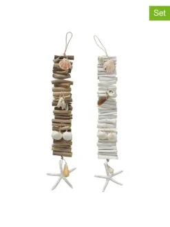 2-delige Set: Guirlandes "Suleika" Lichtbruin/wit - (B)13 X (H)58 Cm