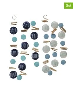 2-delige Set: Guirlandes "Teger" Blauw/donkerblauw - (L)180 Cm