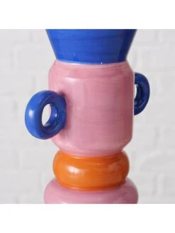 2-delige Set: Kaarshouders "Mix" Blauw/lichtroze/oranje - (H)21 Cm -Boltze boltze 2 delige set kaarshouders mix blauw lichtroze oranje h 21 cm 4