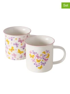 2-delige Set: Koffiekoppen "Vanessa" Wit/meerkleurig - 320 Ml