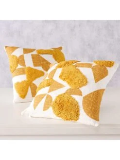 2-delige Set: Kussens "Hobee" Oranje Wit- (L)45 X (B)45 Cm -Boltze boltze 2 delige set kussens hobee oranje wit l 45 x b 45 cm 6