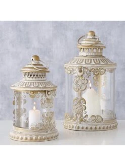 2-delige Set: Lantaarns "Semira" Beige -Boltze boltze 2 delige set lantaarns semira beige 3