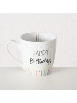 2-delige Set: Mokken "Birthday" Wit/meerkleurig - 480 Ml -Boltze boltze 2 delige set mokken birthday wit meerkleurig 480 ml 2