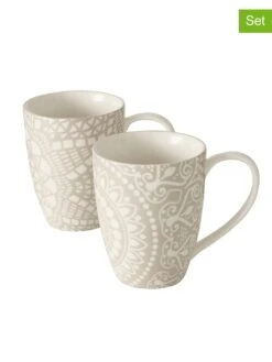 2-delige Set: Mokken "Shanaya" Beige - 330 Ml