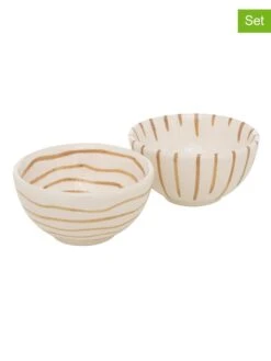 2-delige Set: Mueslikommen "Bluya" Wit/goudkleurig - 110 Ml