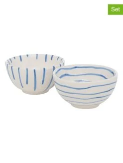 2-delige Set: Mueslikommen "Bluya" Wit/lichtblauw - Ø 9 Cm