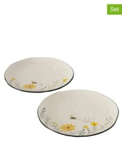 2-delige Set: Ontbijtborden "Bieni" Crème/geel - Ø 22 Cm