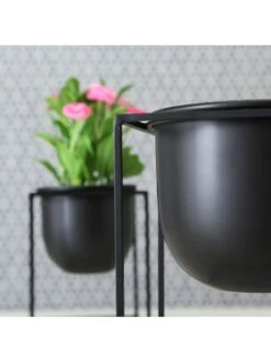 2-delige Set: Plantenpotten "Kumbo" Zwart -Boltze boltze 2 delige set plantenpotten kumbo zwart 2