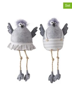 2-delige Set: Randzitters "Avil" Grijs - (L)32 Cm