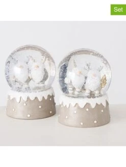 2-delige Set: Sneeuwballen "Devid" Beige - (H)13 X Ø 10 Cm