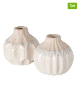 2-delige Set: Vazen "Malia" Beige - (H)9 Cm