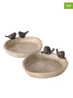 2-delige Set: Vogeldrinkbakken "Lubin" Lichtbruin - (H)6 X Ø 21 Cm