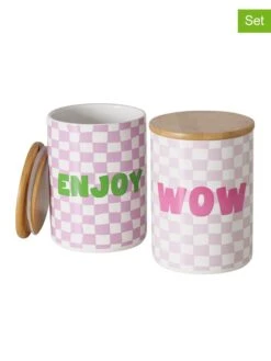 2-delige Set: Voorraaddozen "Colara" Paars - (H)16 X Ø 12 Cm