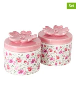 2-delige Set: Voorraadpotten "Melina" Lichtroze - (H)10 X Ø 10 Cm