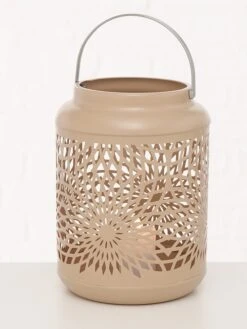 2-delige Set: Windlichten "Ozana" Wit/beige - (H)17 Cm -Boltze boltze 2 delige set windlichten ozana wit beige h 17 cm 2