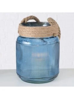 2-delige Set: Windlichten "Rileo" Blauw - (H)28 Cm -Boltze boltze 2 delige set windlichten rileo blauw h 28 cm 3