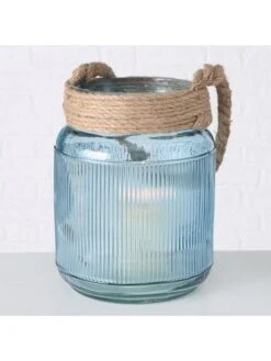 2-delige Set: Windlichten "Rileo" Blauw - (H)28 Cm -Boltze boltze 2 delige set windlichten rileo blauw h 28 cm 4