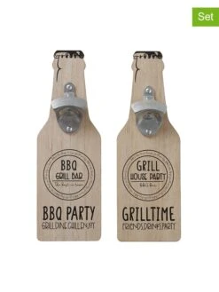 2-dleige Set: Flesopeners "Grillhouse" Naturel - (L)30 X (B)4 Cm
