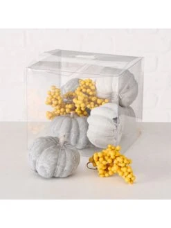 Boltze -Boltze boltze 2x 9 delige set decoratieve figuren grijs geel b 6 x h 7 cm 1