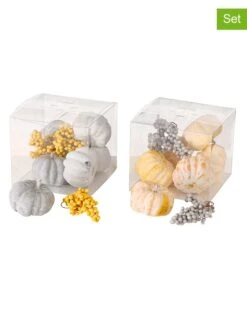 Boltze 39 2x 9-delige Set: Decoratieve Figuren Grijs/geel - (B)6 X (H)7 Cm